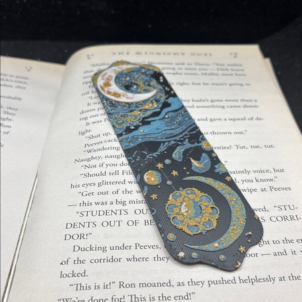 Celestial Themed Bookmark with Moon and Stars - Picture 2 of 4